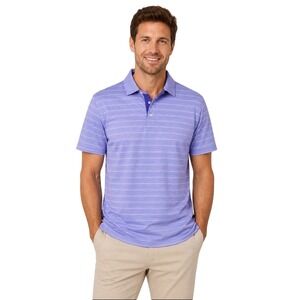 B. Draddy Mens Pima Cotton Spandex Striped Short Sleeve Polo Shirt Purple M